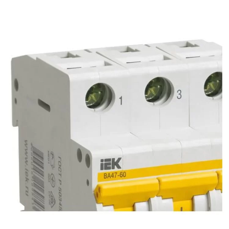 Автоматичний вимикач IEK ВА47-60 3Р 63А 6кА «B» (MVA41-3-063-B) ціна 387грн - фотографія 2