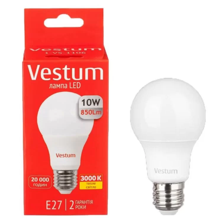 Лампа LED Vestum 10Вт 3000K E27 цена 52грн - фотография 2