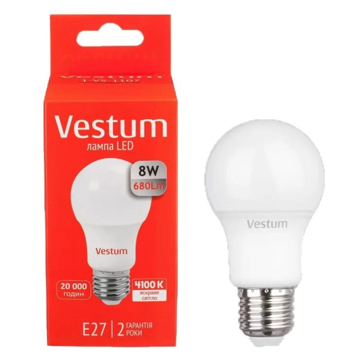 Лампа LED Vestum 8Вт 4100K E27 ціна 48грн - фотографія 2