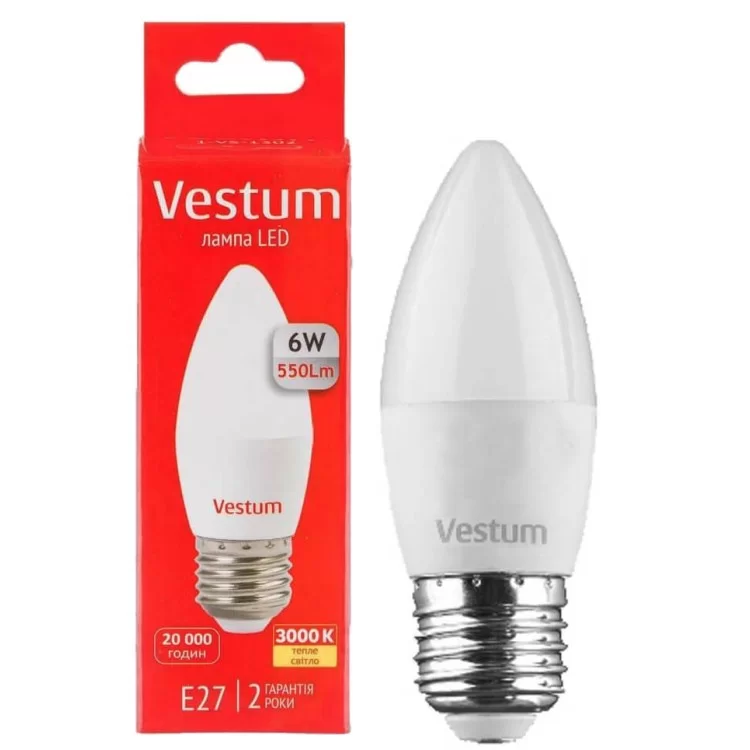Лампа LED Vestum C37 6Вт 3000K E27 ціна 37грн - фотографія 2