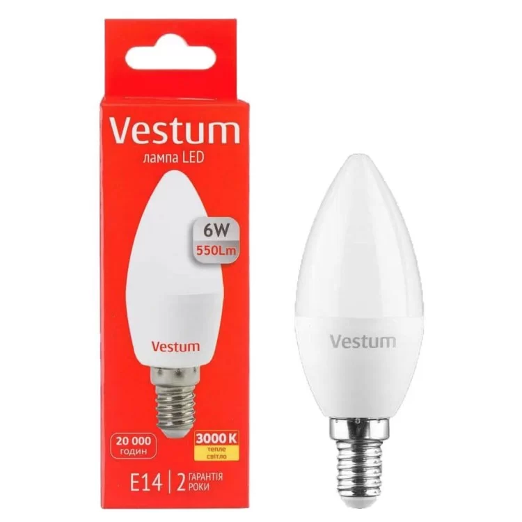 Лампа LED Vestum C37 6Вт 3000K E14 цена 37грн - фотография 2