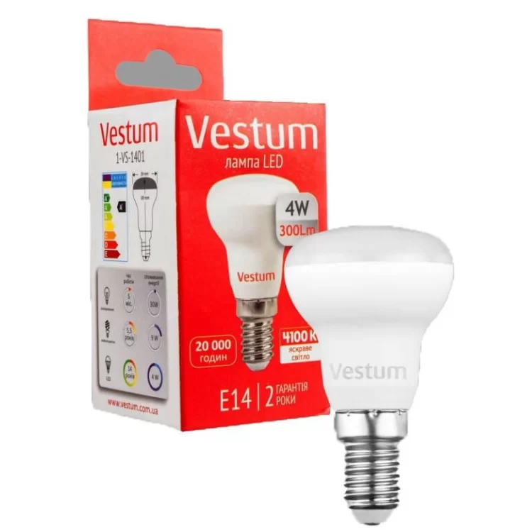Лампа LED Vestum R39 4Вт 4100K E14 ціна 42грн - фотографія 2