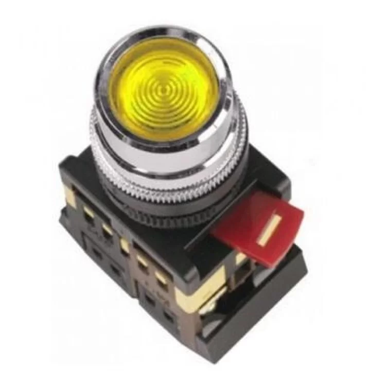 Желтая кнопка с подсветкой ABLF-22 Ø22мм неон/220В 1з+1р IEK цена 142грн - фотография 2