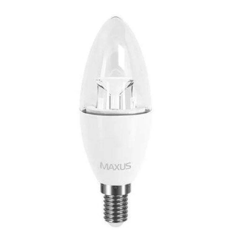 Светодиодная лампа свеча Maxus CL-C C37 6Вт 4100K 220В E14 в прозрачной колбе (1-LED-532)