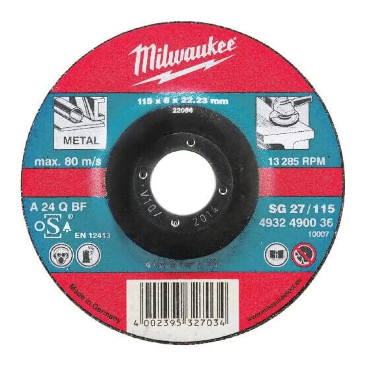 Шліфувальний диск по металу MILWAUKEE 4932490102 SG 27/230х6 (10шт)