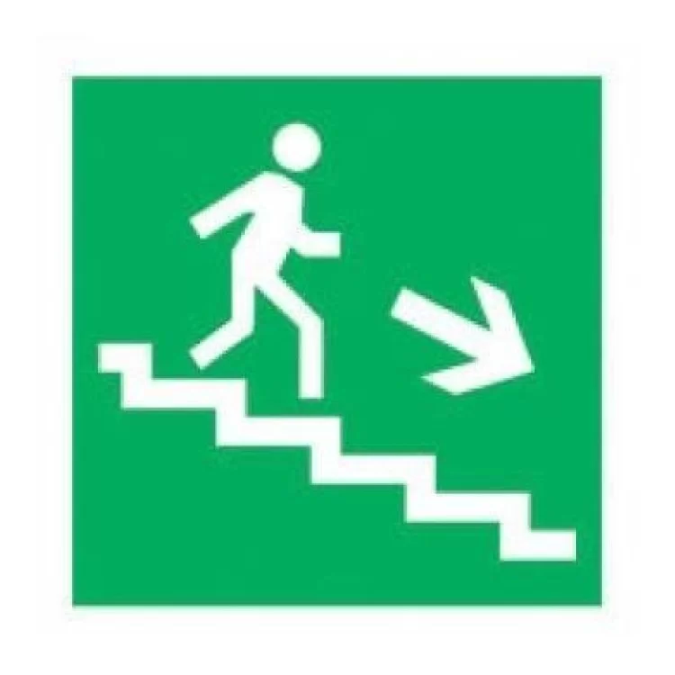 Знак «Напрямок до виходу по сходам донизу» правосторонний