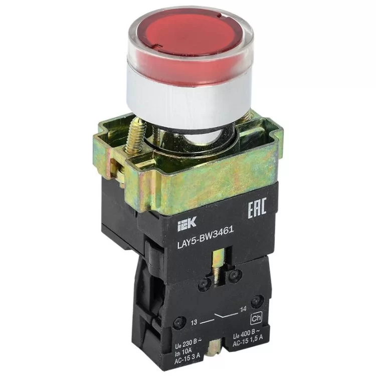 Кнопка управления LAY5-BW3461 с подсветкой красная 1з IEK