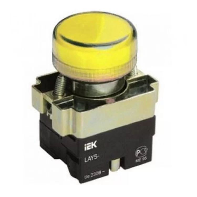 Светосигнальный индикатор LAY5-BU65 желтого цвета Ø22мм IEK