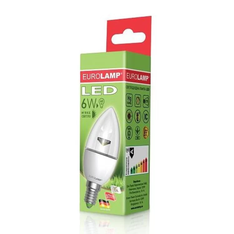 продаємо Лампа світлодіодна EKO (D) Candle 6W. E14. прозора 3000K (50) EUROLAMP в Україні - фото 4