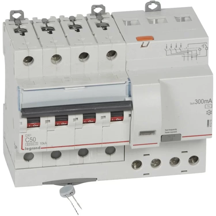 Диференційний автоматичний вимикач Legrand (411210) 4P C 50A 300мA AC
