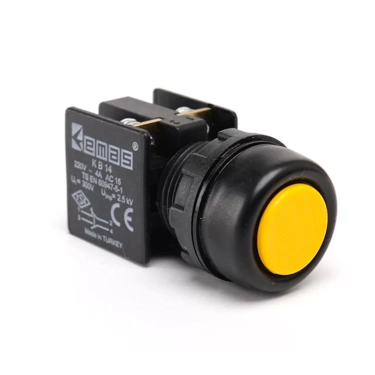 Кнопка керування EMAS KB12RS натискна з водозахисним кільцем (1НC) жовта