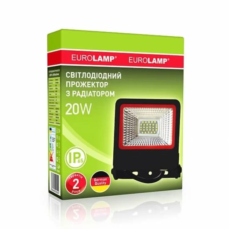 Світлодіодний (LED) прожектор Euroelectric 20W 6500K (LED-FL-20(black)new) ціна 360грн - фотографія 2