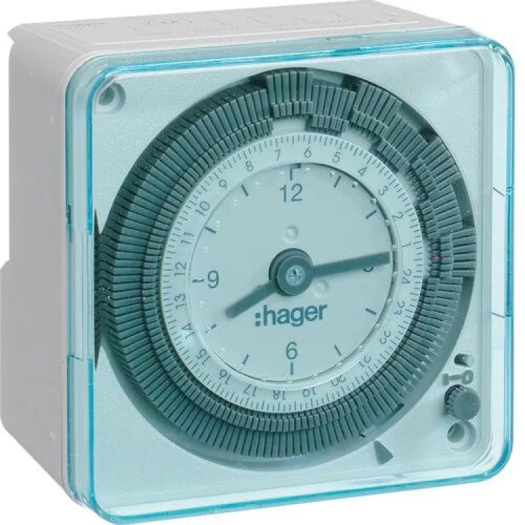 Суточный аналоговый таймер Hager EH711 16А 1 переключающий контакт запас хода 200ч