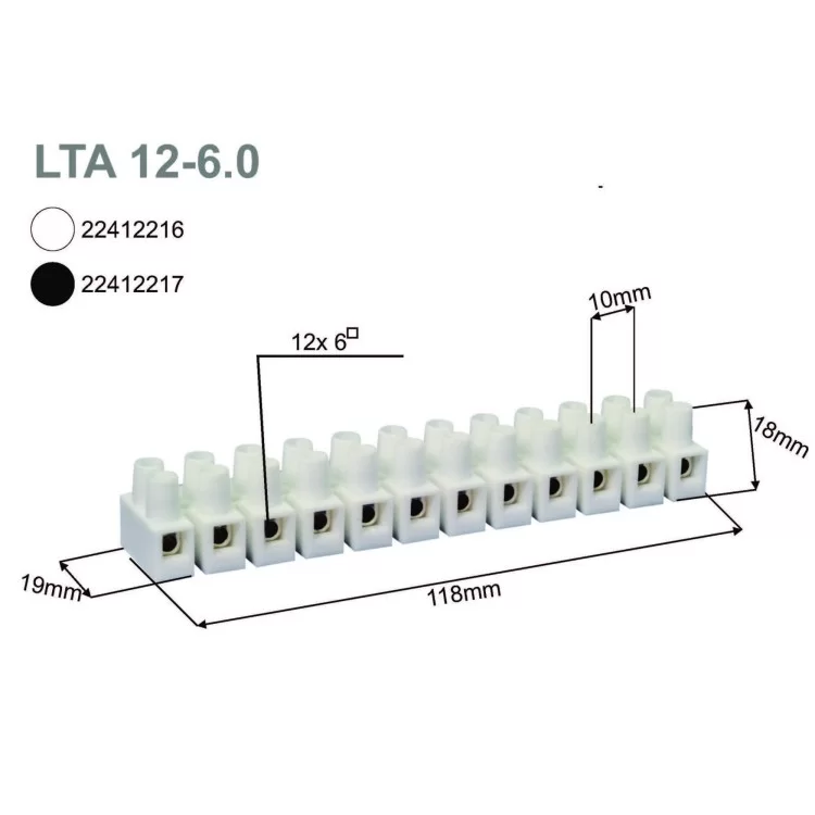 продаем Негорючая клеммная колодка Simet LTA 960°C 12-6,0мм² (на 12-портов) в Украине - фото 4