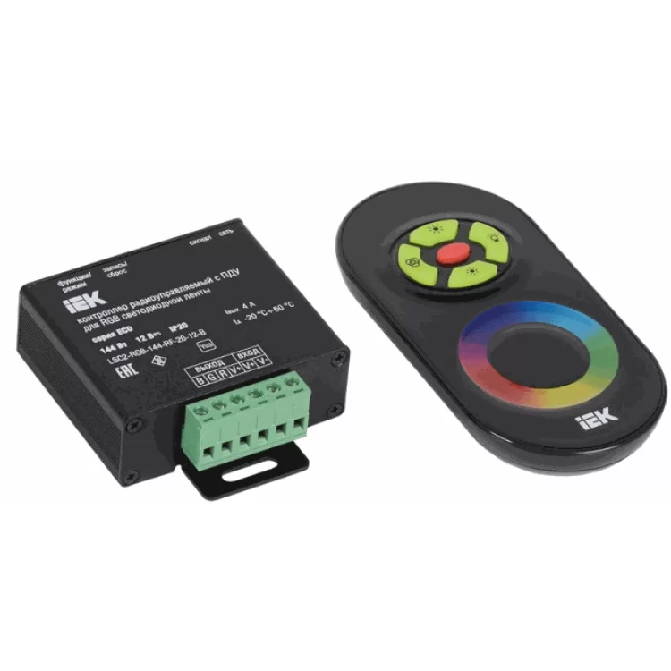 Контроллер с ПДУ радио (черный) RGB 3 канала 144W, 4А, IEK-eco