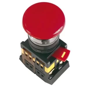 Кнопка керування AEAL-22 «Грибок» з фіксацією червона Ø22мм 220В 1з+1р IEK