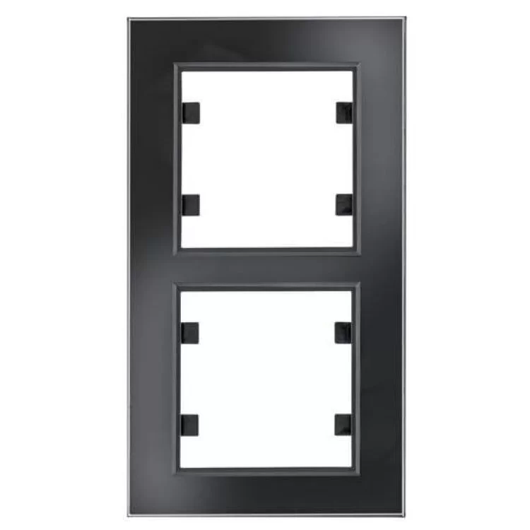 Вертикальная двухместная рамка Hager WL9121 Lumina-Passion 2Х (черное стекло)
