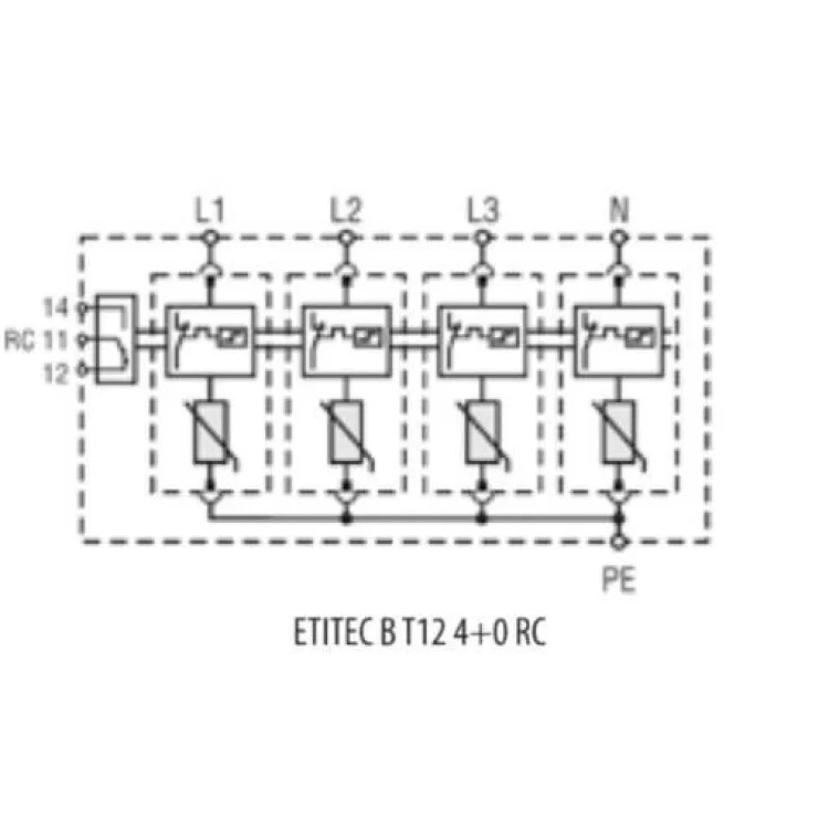 Обмежувач перенапруги ETI 002440328 ETITEC B T12 440/12.5 (4+0) 4p RC відгуки - зображення 5