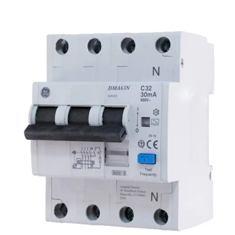Диференційний автоматичний вимикач General Electric DMA63NC32/030 4P A, 6kA
