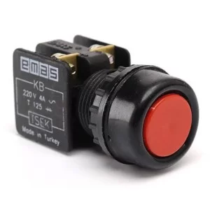 Кнопка управления EMAS KB12RK нажимная с водозащитным кольцом (1НЗ) красная