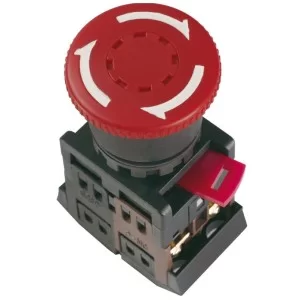 Кнопка AE22 «Грибок» с фиксацией красная Ø22мм 220В 1з+1р IEK