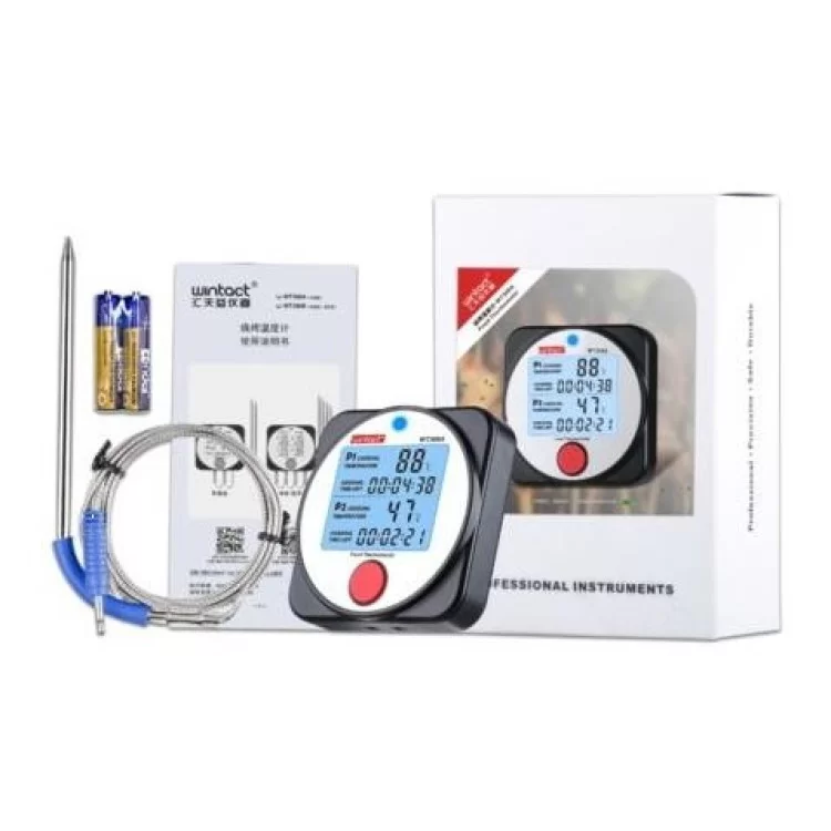 Термометр цифровой для барбекю 2-х канальный Bluetooth, -40-300°C WINTACT WT308A отзывы - изображение 5