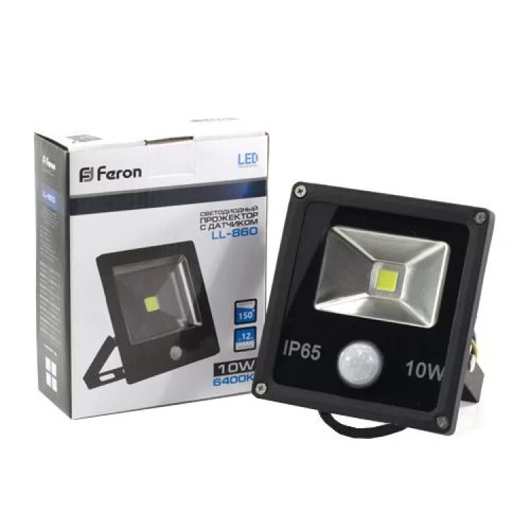 Прожектор LED 10W датчик движения 6400K 230 V LL-860 Feron цена 424грн - фотография 2