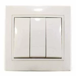 Выключатель трехклавишный белый ВВсб10-3-0-Fi-W АскоУкрем