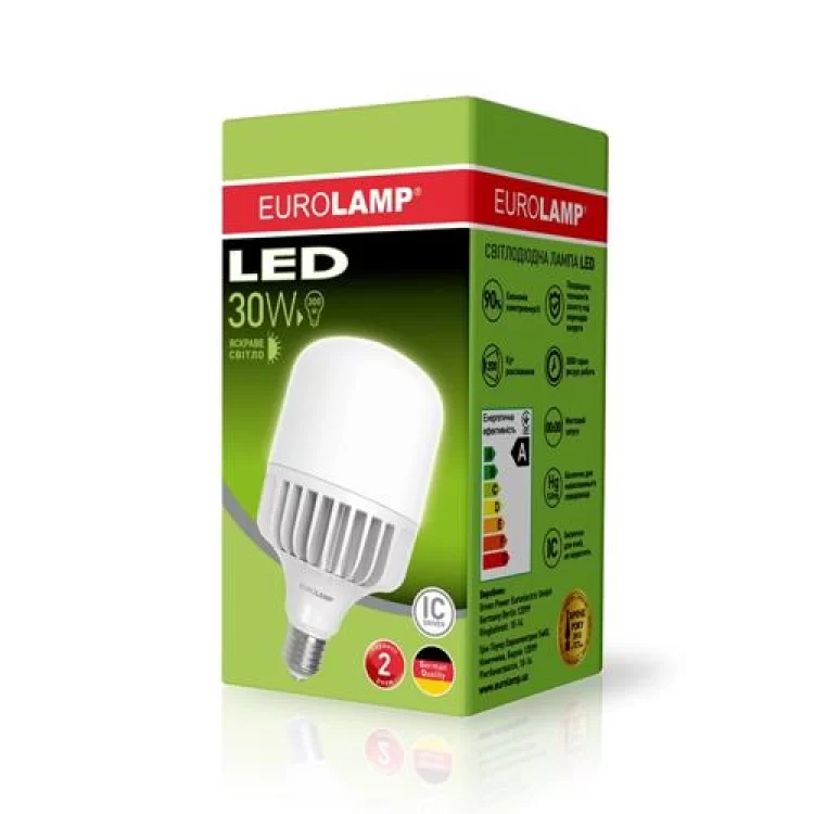 Лампа высокомощная LED 30W E27 4000К EUROLAMP цена 337грн - фотография 2