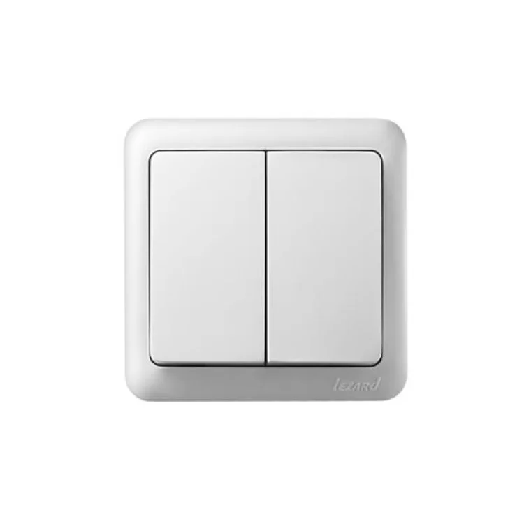 2-клавішний вимикач Lezard VIOLA 10A Білий (751-0200-101) ціна 67грн - фотографія 2