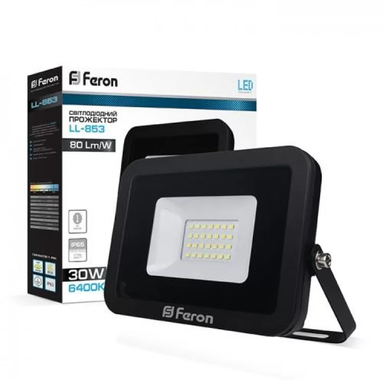 Прожектор LED 30W 6400K черный IP65 LL-853 Feron цена 183грн - фотография 2