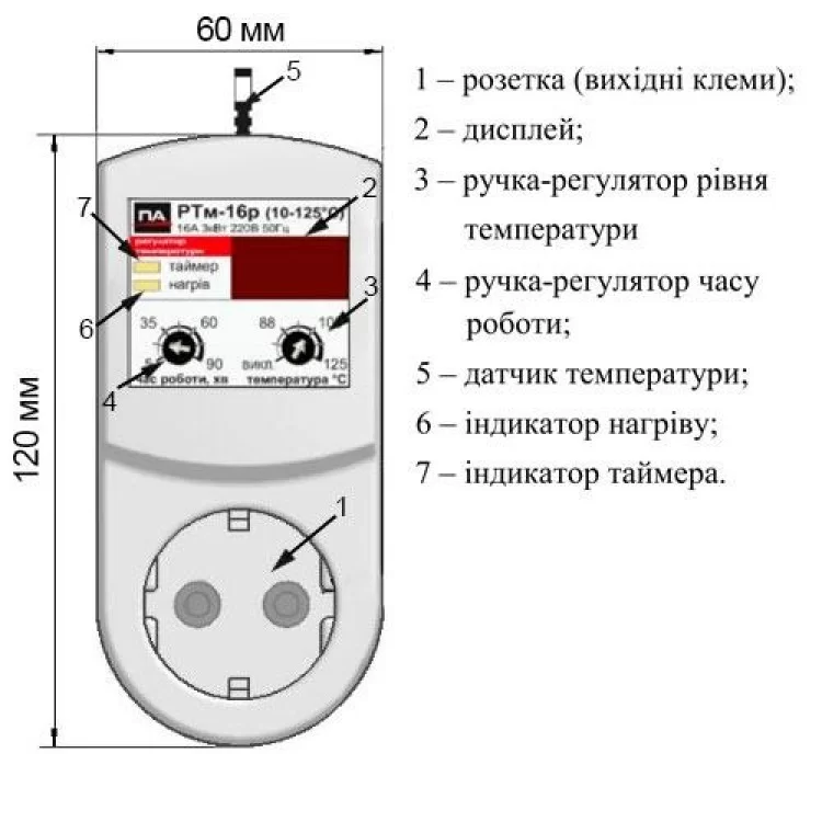 РТм 116t (10-125 °C) регулятор температури інструкція - картинка 6