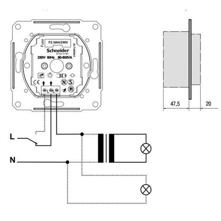 Диммер проходной поворотный нажимной с индикацией 600 Вт белый, SE Sedna отзывы - изображение 5