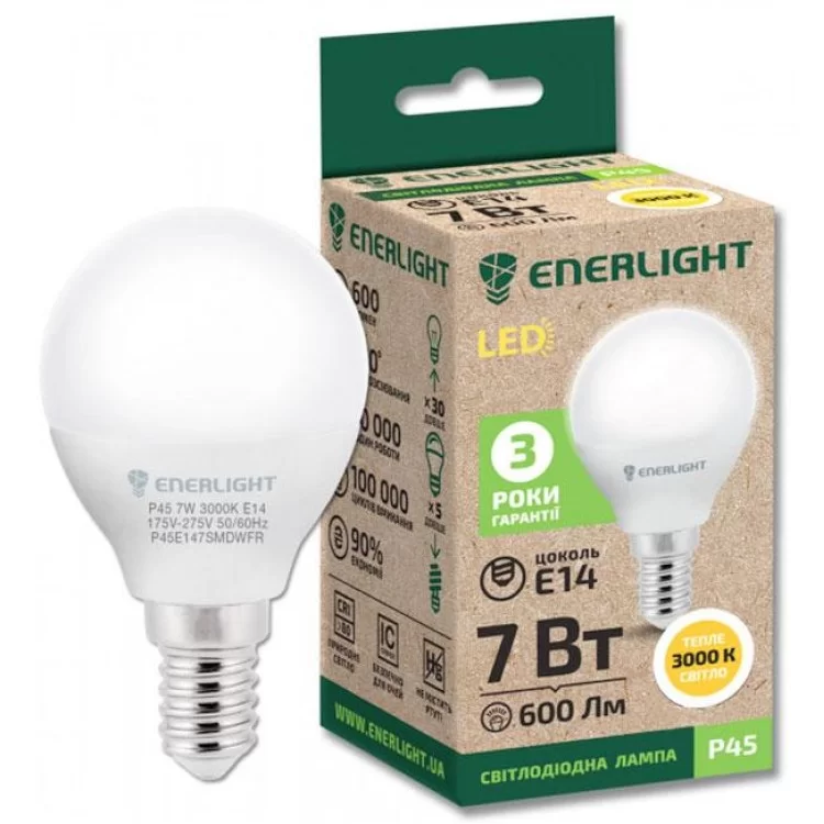 Светодиодная лампа Enerlight P45 7Вт 3000K E14 (P45E147SMDWFR) цена 53грн - фотография 2