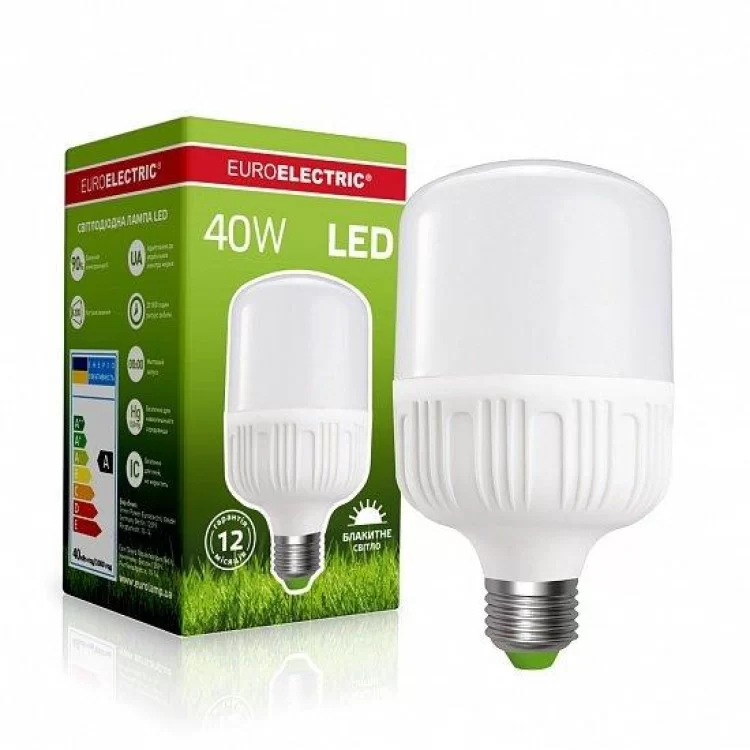 Светодиодная EUROELECTRIC LED Лампа высокомощная 40W E27 6500K (LED-HP-40276(P)) цена 549грн - фотография 2