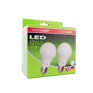 Лампа світлодіодна LED EUROLAMP LED ЕКО A60 E27 12W 4000K набір 2 шт (MLP-LED-A60-12274(E))