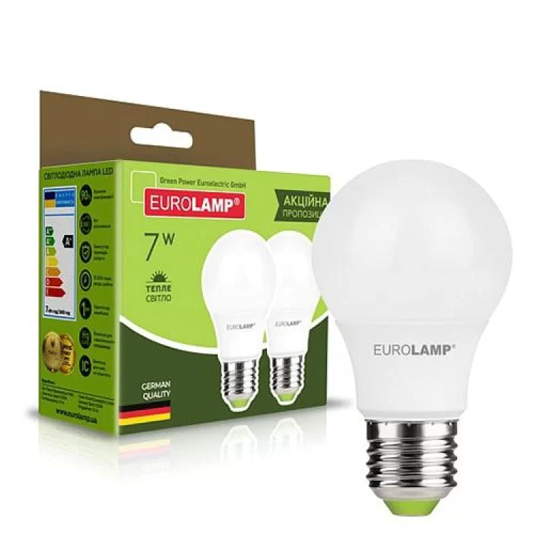 в продаже Светодиодная лампа LED EUROLAMP ЕКО A60 7W E27 3000K набор 2 шт (MLP- LED-A60-07272(Е)) - фото 3
