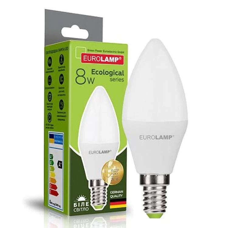 Лампа світлодіодна LED EUROLAMP LED C37 8W E14 4000K (LED-CL-08144) ціна 74грн - фотографія 2