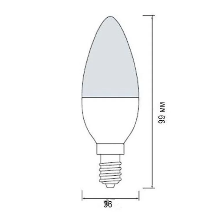 Лампа светодиодная свеча C37 Е14 4W 220V 6400K Horoz 001-003-0004-1 цена 37грн - фотография 2