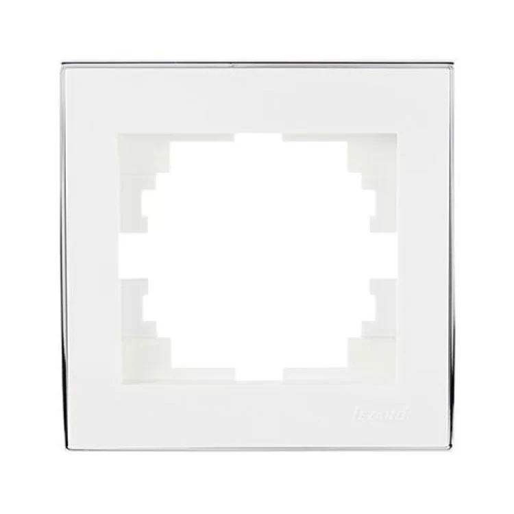 Рамка одинарна біла з боковою вставкою хром RAIN Lezard 703-0225-146