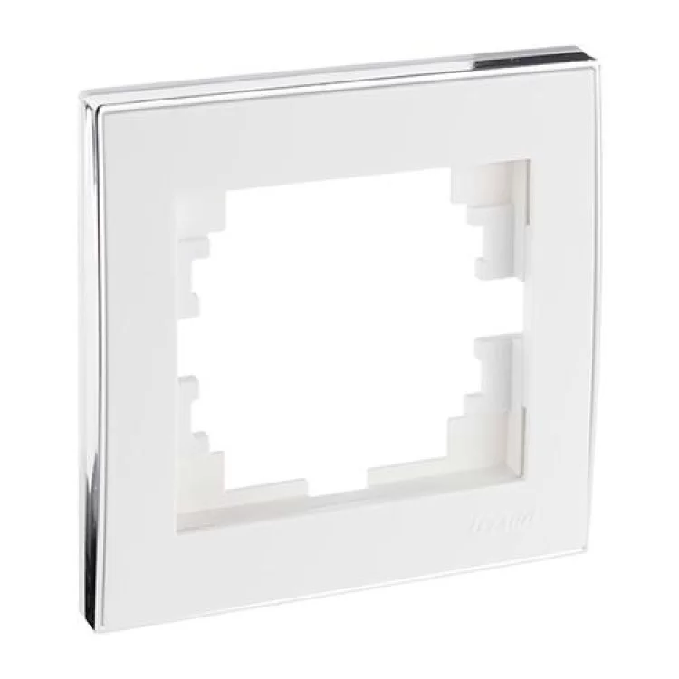 Рамка одинарна біла з боковою вставкою хром RAIN Lezard 703-0225-146 ціна 51грн - фотографія 2
