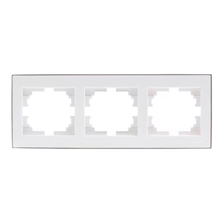 Рамка 3-на горизонтальна біла з боковою вставкою хром RAIN Lezard в інтернет-магазині, головне фото