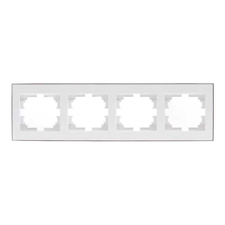 Рамка 4-на горизонтальная белая с боковой вставкой хром RAIN Lezard 703-0225-149