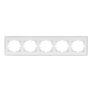 Рамка 5-ная горизонтальна біла з боковою вставкою хром Rain Lezard 703-0225-150