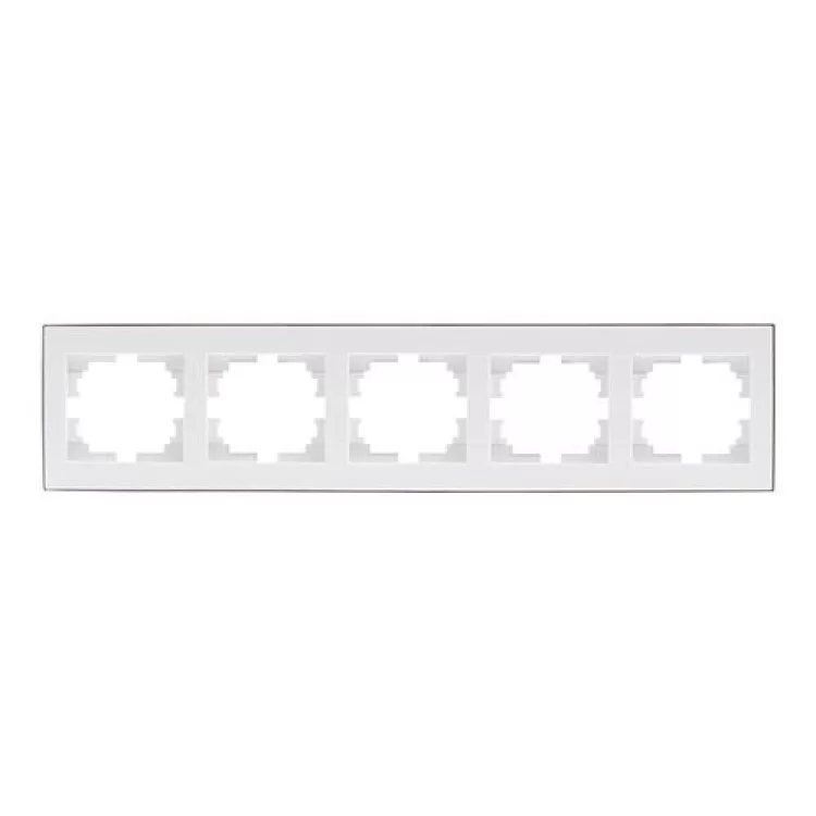 Рамка 5-ная горизонтальна біла з боковою вставкою хром Rain Lezard 703-0225-150