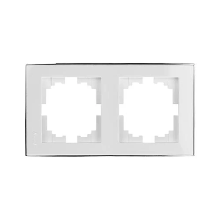 Рамка 2-на вертикальна біла з боковою вставкою хром RAIN Lezard 703-0225-152