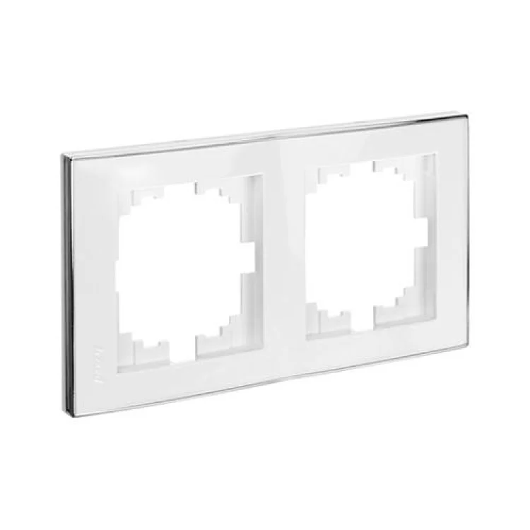 Рамка 2-на вертикальна біла з боковою вставкою хром RAIN Lezard 703-0225-152 ціна 87грн - фотографія 2