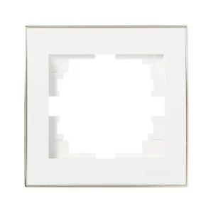 Рамка одинарная белая с боковой вставкой золото RAIN Lezard 703-0226-146