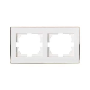 Рамка 2-ая горизонтальная белая с боковой вставкой золото RAIN Lezard 703-0226-147