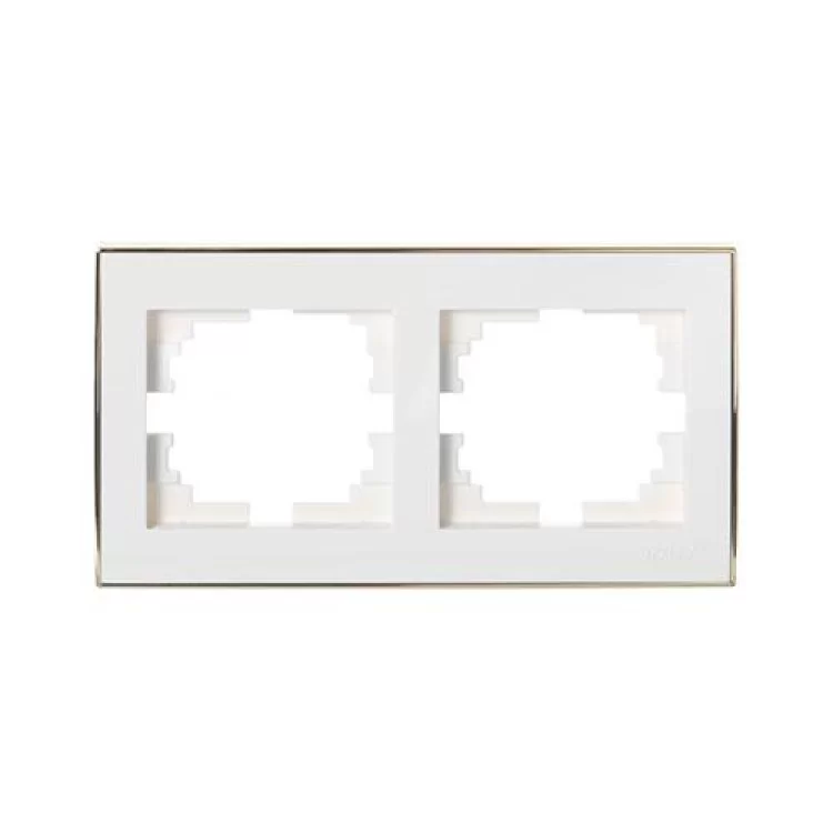 Рамка 2-ая горизонтальная белая с боковой вставкой золото RAIN Lezard 703-0226-147